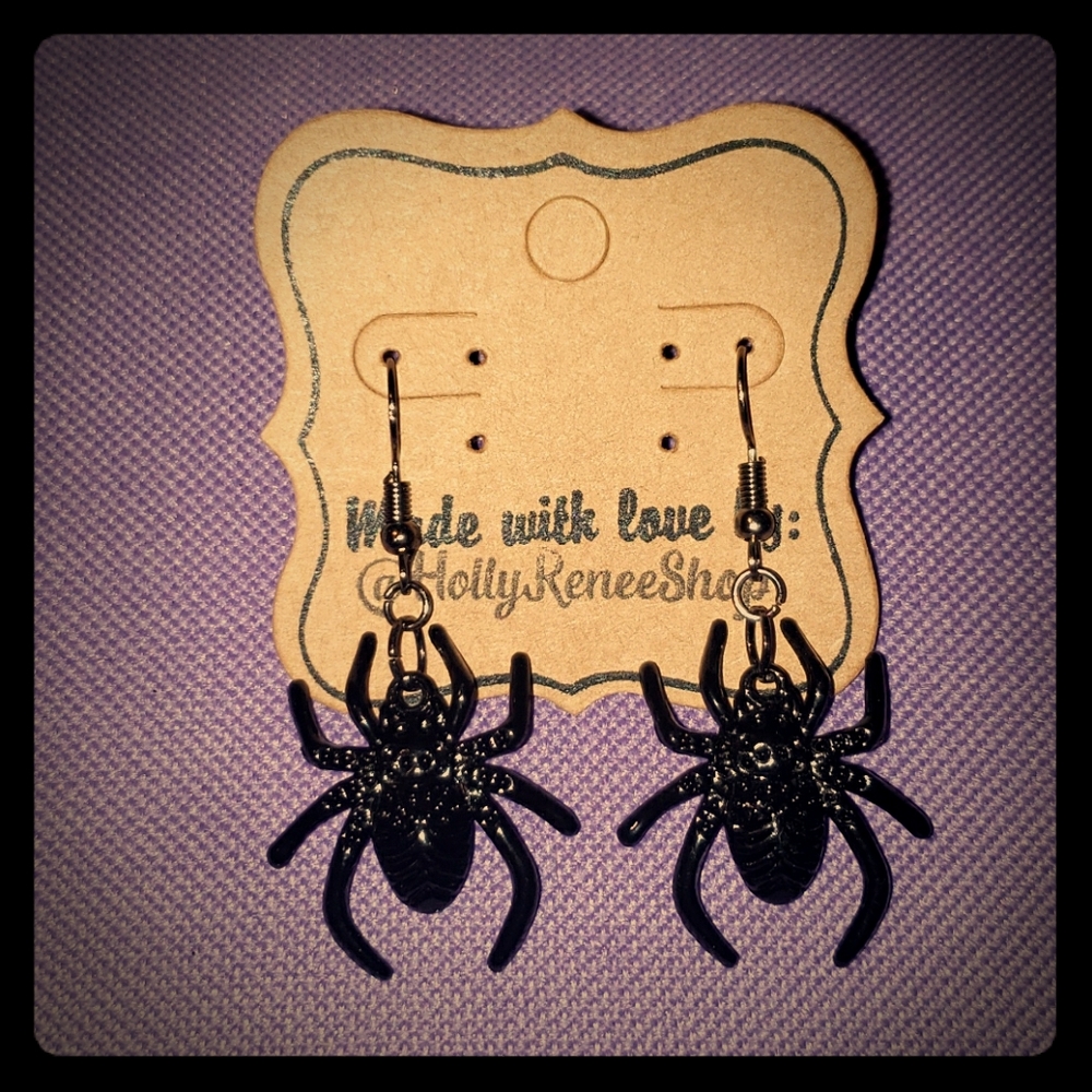 Black spider earrings